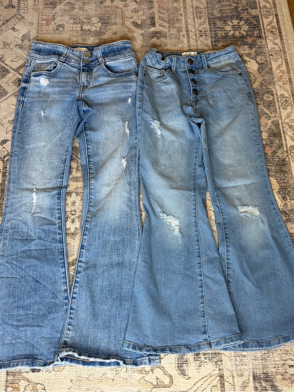 Girls size 8 flare blue jeans